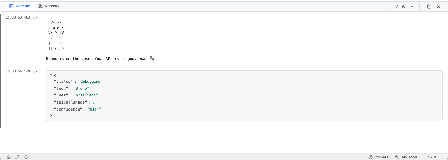 Bruno Dev Tools: Console and Network Logs Made for API Work