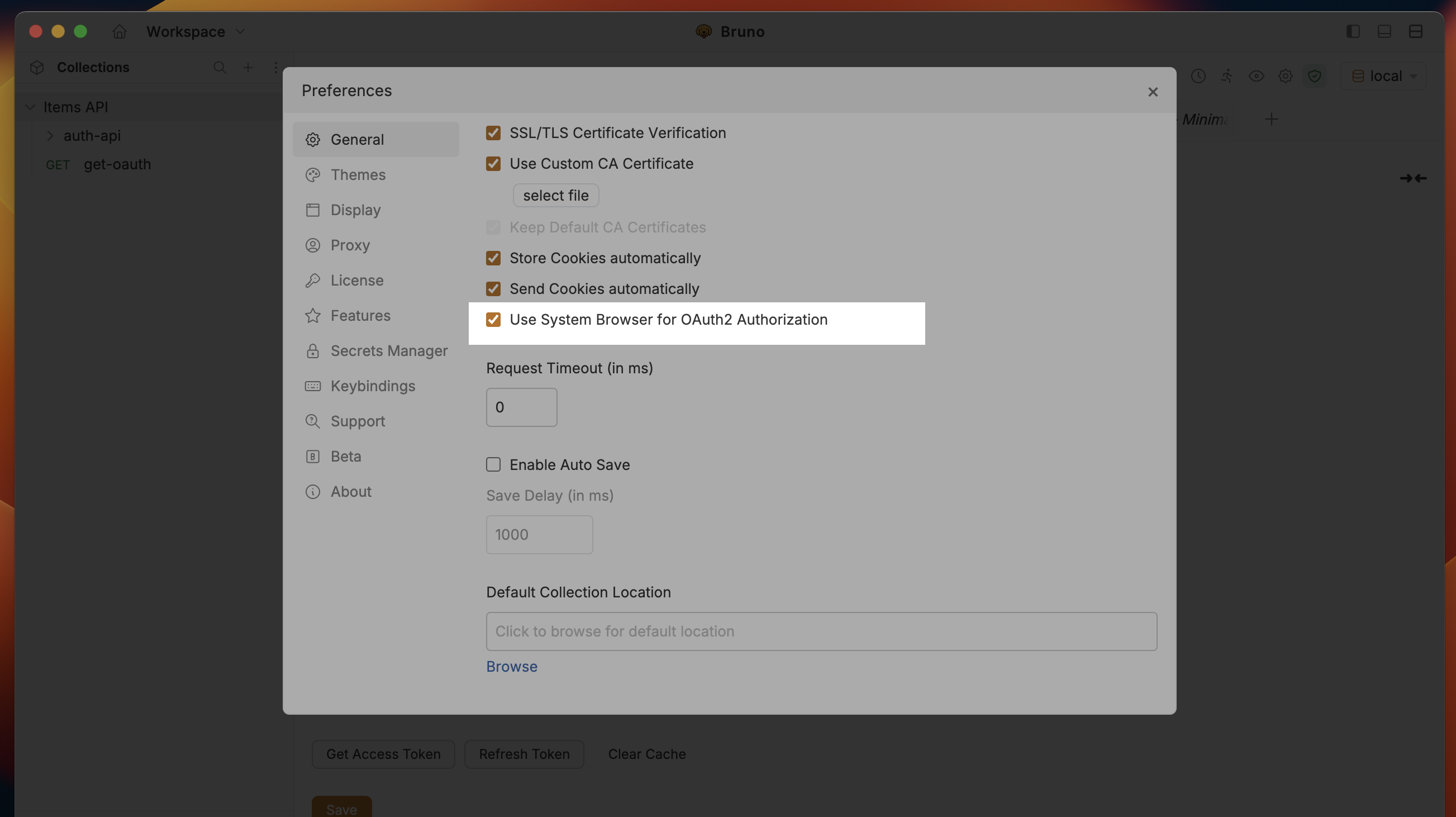 Preferences – Use System Browser for OAuth2