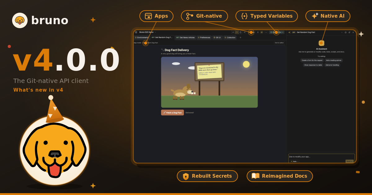 Bruno v4.0.0: Native AI, Typed Variables, and Apps